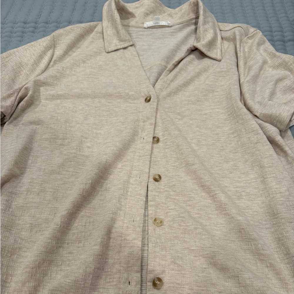 Jane and Delancey Beige Button Down Shirt